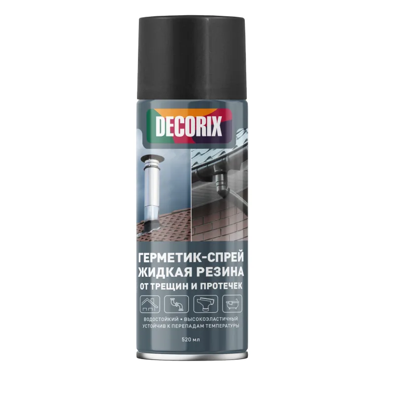 Аэрозоль герметик жидкая резина черный 520мл DECORIX