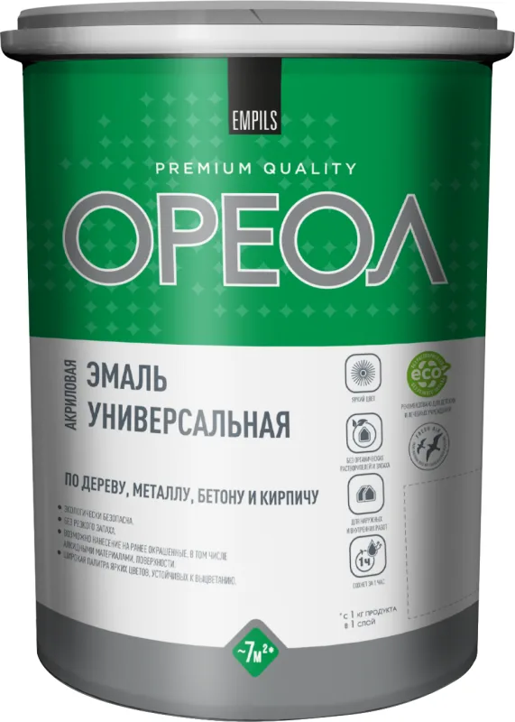 Эмаль акриловая ореол универсальная (белая матовая 1кг)