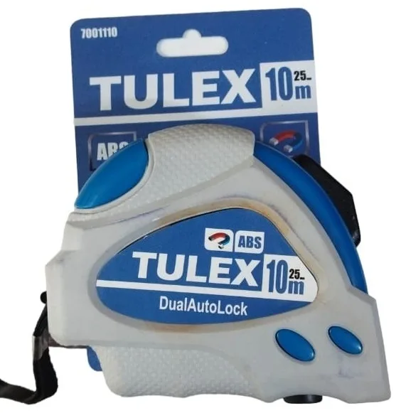 7001110 Рулетка "TULEX" 10м*25мм, двойная автофиксация,магнитный зацеп,