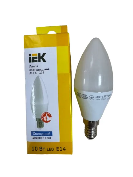 Лампа LED ALFA C35 свеча 10Вт 230В 6500К Е14 IEK