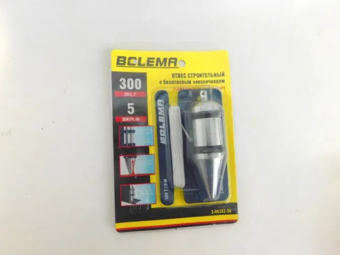 Отвес строительный с безопасным наконечником, 300гр., BOLEMA
