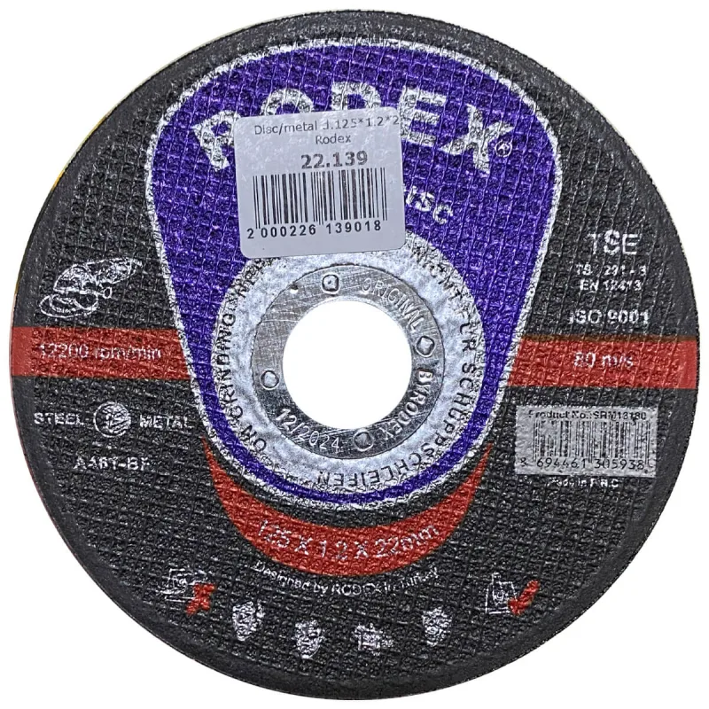 Диск отрезной по металлу 125*1.2*22мм RODEX