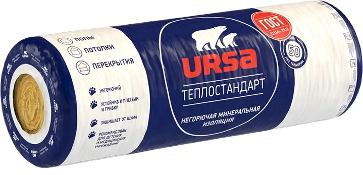 URSA ТеплоСТАНДАРТ изделия тепло-и звукоизоляционные из минерального волокна 50*1220*6560мм 16 м.кв