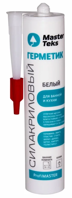 Герметик силакриловый MasterTeks РМ для ванной и кухни 0.29гр белый
