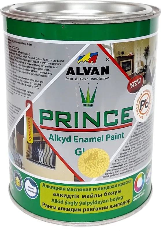 Краска алкидная масляная глянцевая ALVAN "Prince" 3,5 л (100 черная)